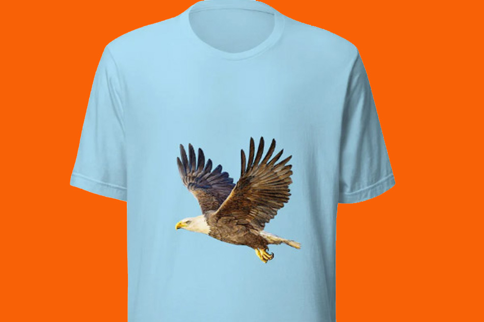 tee shirt printed with a bald eagle