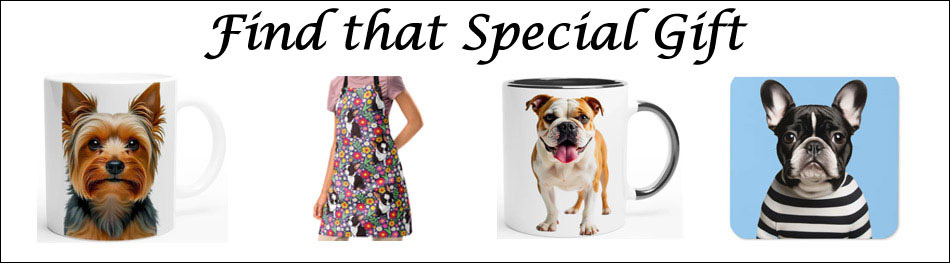 Collection of items for sale with a dog theme