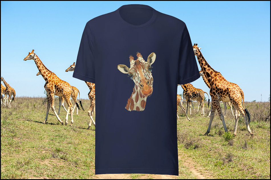 T-shirt printed with a giraffe