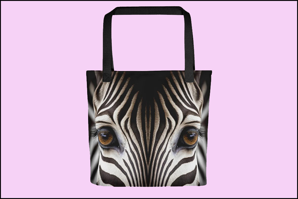 Tote bag with a zebra head